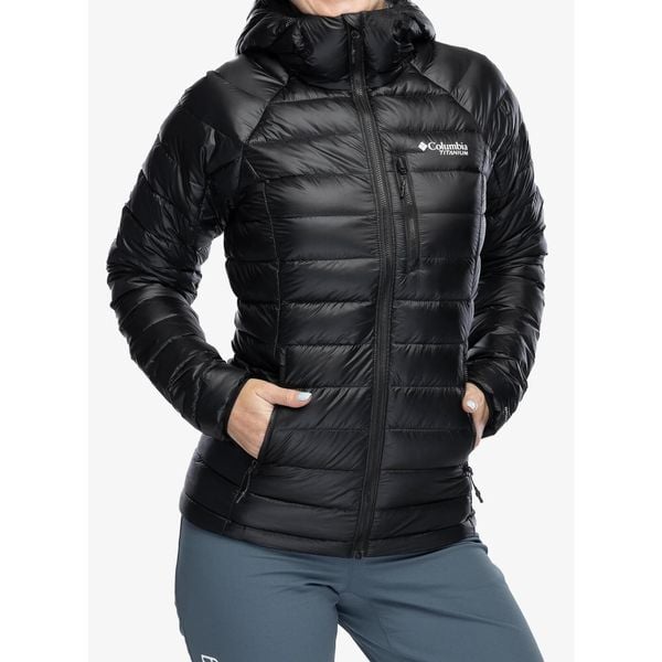Kurtka puchowa damska Columbia Arctic Crest Down Hooded Jacket. Czarne kurtki sportowe damskie Columbia, xs, bez wzorów, z puchu, bez ramiączek, bez kaptura, trekkingowe. Za 991.99 zł.