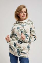 Bluza z kapturem i nadrukiem. Bluzy damskie MOODO, xs, bez wzorów, z bawełny, bez ramiączek, z kapturem. W wyprzedaży za 74.99 zł.
