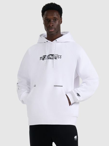 4F Bluza dresowa nierozpinana z kapturem męska - biała M. Białe bluzy męskie 4F, m, bez wzorów, z bawełny, z kapturem. W wyprzedaży za 149.99 zł.