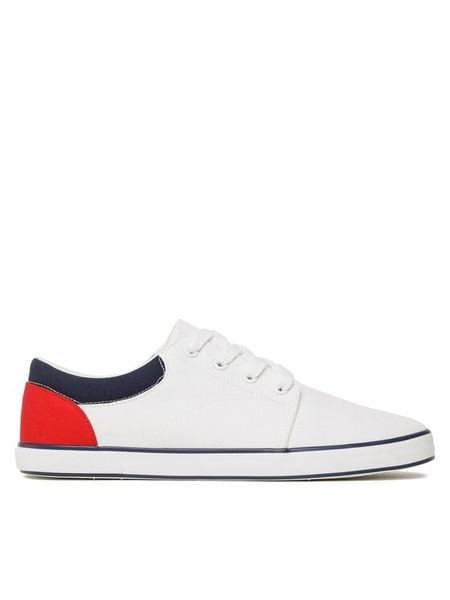 Lanetti Tenisówki MS20347-11 Biały. Białe trampki męskie Lanetti, bez wzorów, z materiału, bez zapięcia. Za 59.99 zł.