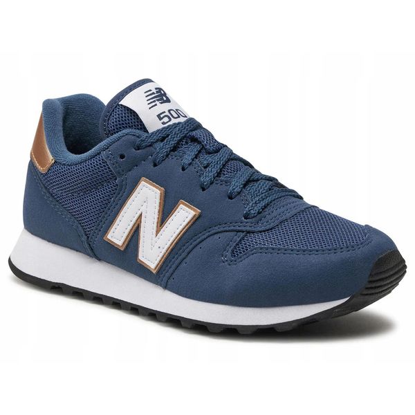 Buty na codzień New Balance 500 Damskie sportowe sneakersy. Niebieskie obuwie sportowe damskie New Balance, bez wzorów, bez zapięcia, trekkingowe. Za 319.00 zł.