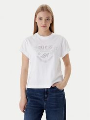 Guess T-Shirt W6RI30 I3Z14 Biały Regular Fit. Białe t-shirty damskie Guess, xxl, z aplikacjami, z bawełny, bez kołnierzyka, bez ramiączek. Za 179.99 zł.