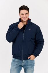 TOMMY JEANS Granatowa męska kurtka przejściowa z drobnym logo. Niebieskie kurtki męskie Tommy Jeans, l, bez wzorów, z jeansu, bez kaptura. W wyprzedaży za 529.99 zł.