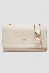 GUESS Beżowa torebka damska Noelle II. Brązowe listonoszki damskie Guess, z aplikacjami, bez dodatków. W wyprzedaży za 547.99 zł.