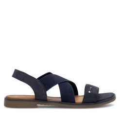 Sandały Lasocki. Niebieskie sandały damskie Lasocki, bez wzorów, bez obcasa, na płaskiej podeszwie, bez zapięcia. Za 129.99 zł.