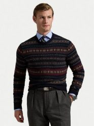 Polo Ralph Lauren Sweter 710981615001 Granatowy Regular Fit. Niebieskie swetry męskie Polo Ralph Lauren, m, bez wzorów, z wełny, bez kołnierzyka, bez ramiączek. Za 1,199.00 zł.