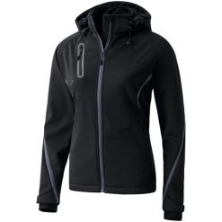Kurtka damska Erima softshell fonction. Czarne kurtki sportowe damskie Erima, m, bez wzorów, z materiału, bez ramiączek, z kapturem, trekkingowe. Za 358.00 zł.