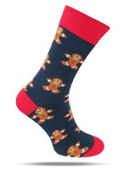 Tematyczne Skarpetki Bawełniane - Ciastek na Granatowym Tle. Niebieskie skarpety męskie His Story, bez wzorów, z bawełny. Za 34.99 zł.