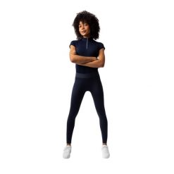 Damskie legginsy jeździeckie z pełną przyczepnością Horze Maia. Niebieskie legginsy damskie HORZE, bez wzorów, z materiału. Za 216.80 zł.