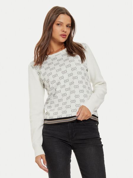 Liu Jo Sport Sweter TF4228 MS63L Biały Regular Fit. Białe swetry nierozpinane damskie Liu Jo Sport, l, bez wzorów, z syntetyku, sportowe, bez kołnierzyka, bez ramiączek. Za 579.99 zł.