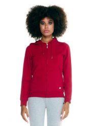 Damska bluza Leone z kapturem Basic zapinanym na zamek na całej długości. Czerwone bluzy damskie LEONE 1947 APPAREL, na zimę, l, bez wzorów, z bawełny, sportowe, bez ramiączek, z kapturem. Za 105.21 zł.