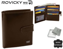Portfel skórzany Rovicky PC-106L-BAR c. brązowy. Brązowe portfele męskie ROVICKY, bez wzorów, ze skóry. Za 74.00 zł.