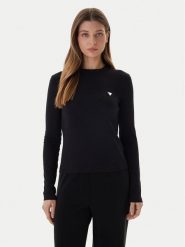 Guess Bluzka V6RI00 KD741 Czarny Slim Fit. Czarne bluzki damskie Guess, xl, z aplikacjami, z bawełny, bez kołnierzyka, bez ramiączek. Za 199.99 zł.