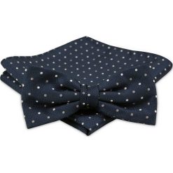Modna Mucha Męska - Alties - Granat w Drobny Groszek. Niebieskie krawaty i muchy Alties, bez wzorów, eleganckie. Za 40.00 zł.