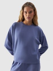 4F Bluza dresowa cropped z modalem damska - granatowa XL. Niebieskie bluzy damskie 4F, xl, bez wzorów, z dresówki, klasyczne, bez ramiączek, bez kaptura. Za 59.99 zł.