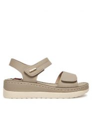 Go Soft Sandały LA3J9111-L8 Szary. Szare sandały damskie GO SOFT, bez wzorów, z materiału, bez obcasa, na koturnie, bez zapięcia. Za 139.99 zł.