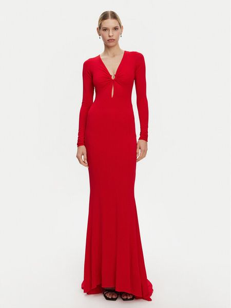 PINKO Sukienka wieczorowa 104935 A2GS Czerwony Slim Fit. Czerwone sukienki damskie Pinko, m, bez wzorów, z wiskozy, wizytowe, bez kołnierzyka, bez ramiączek. Za 1,039.00 zł.