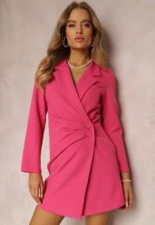 Ciemnoróżowa Sukienka Semiche. Czerwone sukienki damskie Renee, m, bez wzorów, eleganckie, bez kołnierzyka, bez ramiączek, mini, dopasowane. Za 119.99 zł.
