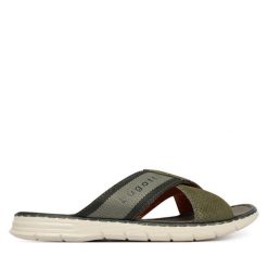 Klapki Bugatti. Zielone klapki męskie Bugatti, bez wzorów, bez zapięcia. Za 169.99 zł.