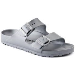 Sandały Damskie EVA Arizona. Szare sandały damskie Birkenstock, bez wzorów, z materiału, z okrągłym noskiem, bez obcasa, na obcasie, bez zapięcia. Za 344.00 zł.