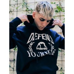 MANTO bluza z kapturem DEFEND granatowa. Niebieskie bluzy damskie Manto, bez wzorów, bez ramiączek, z kapturem. Za 249.00 zł.