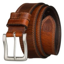 Skórzany pasek męski w jasnobrązowym kolorze z klasyczną klamrą Peterson PTN LTO-5-TAN. Brązowe paski męskie Peterson, klasyczne. Za 59.99 zł.