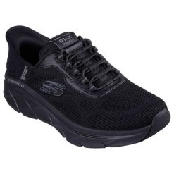 Buty sportowe Sneakersy męskie, Slip-ins: D'Lux Walker 2.0 - Rezinate. Czarne buty sportowe męskie Skechers, bez wzorów, z materiału, bez zapięcia, trekkingowe. Za 449.99 zł.