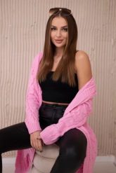 Sweter z kapturem i kieszeniami jasny różowy. Czerwone kardigany damskie KESI, l, bez wzorów, z wełny, eleganckie, bez kołnierzyka, plus size. Za 218.51 zł.