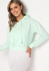 Miętowa Bluza z Dodatkiem Bawełny z Kapturem Wykończona Ściągaczami Evista. Zielone bluzy damskie Born2be, l, bez wzorów, z bawełny, biznesowe, bez ramiączek, z kapturem. Za 29.99 zł.