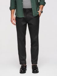 Spodnie męskie chino SLIM FIT z delikatną teksturą - czarne V3 - Rozmiar: XXL. Czarne eleganckie spodnie męskie Ombre Clothing, bez wzorów, z bawełny, biznesowe. W wyprzedaży za 265.99 zł.