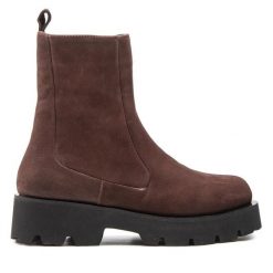 Botki Simple. Brązowe botki damskie SIMPLE, bez wzorów, bez obcasa, na płaskiej podeszwie, bez zapięcia. Za 419.99 zł.