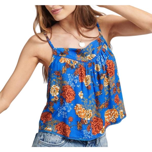 Damska ozdobna kamizelka Superdry Vintage. Niebieskie koszulki sportowe damskie Superdry, s, bez wzorów, z wiskozy, bez ramiączek. W wyprzedaży za 81.00 zł.