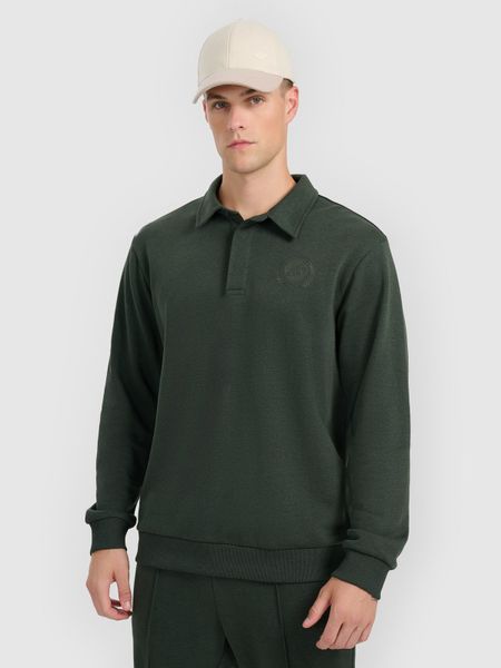 4F Bluza dresowa regular z kołnierzykiem męska - zielona M. Zielone bluzy męskie 4F, m, bez wzorów, z dresówki, eleganckie, bez ramiączek, bez kaptura. W wyprzedaży za 119.99 zł.