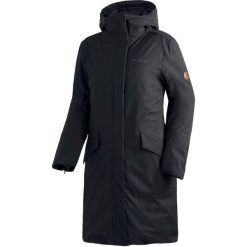 Płaszcz damski Maier Sports Alberte 2.0. Czarne płaszcze damskie Maier Sports, na zimę, bez wzorów, z materiału, bez kołnierzyka, bez kaptura. Za 1,375.55 zł.