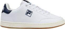 Buty męskie Fila Courtbay biało-granatowe FFM0365 13462 46. Białe buty sportowe męskie Fila, bez wzorów, bez zapięcia. Za 376.70 zł.