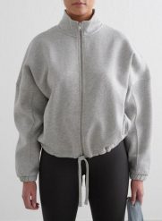 Damska bluza na zamek, stójka, mieszanka bawełny Campus Sweat szary melanż. Szare bluzy damskie Aim'n, l, bez wzorów, z bawełny, bez ramiączek, bez kaptura. Za 381.00 zł.