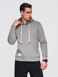 Męska bluza bawełniana dresowa BASIC kangurka z kapturem OM-SSBN-0270 - - Rozmiar: XXL. Szare bluzy męskie Ombre Clothing, m, z aplikacjami, z bawełny, bez ramiączek, z kapturem. W wyprzedaży za 118.99 zł.