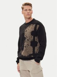 G-Star Raw Sweter Sprayed 89 D27772-D488 Czarny Relaxed Fit. Czarne swetry męskie G-Star Raw, m, bez wzorów, z bawełny, retro, bez kołnierzyka, bez ramiączek. Za 469.99 zł.