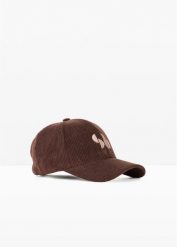 Czapka z daszkiem ze sztruksu. Brązowe czapki damskie bonprix, bez wzorów, ze sztruksu. Za 64.99 zł.