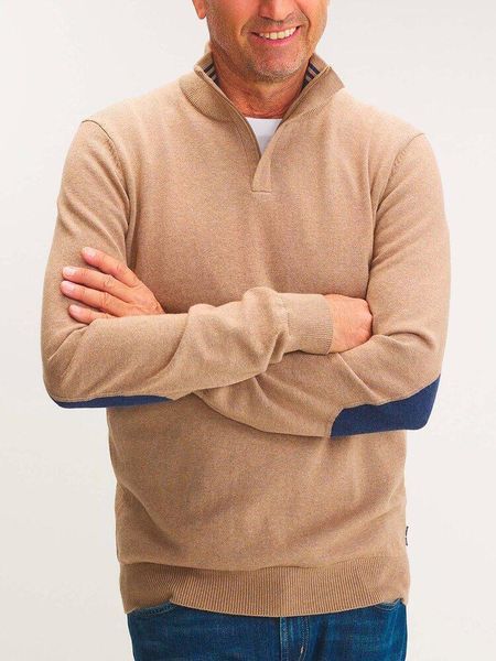 Sweter Męski TBS Malikcam. Niebieskie swetry męskie TBS, m, bez wzorów, z bawełny, eleganckie, bez kołnierzyka, bez ramiączek. Za 317.45 zł.