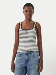 Calvin Klein Jeans Top LV047F832G Czarny Slim Fit. Czarne topy damskie Calvin Klein Jeans, xs, bez wzorów, z bawełny, bez kołnierzyka, bez ramiączek. Za 169.99 zł.