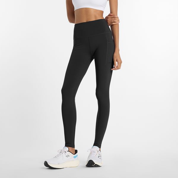 Legginsy damskie do biegania New Balance Sleek WP51275BK – czarne. Czarne legginsy damskie New Balance, bez wzorów, z lycry. Za 399.99 zł.