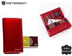 Portfel skórzany Peterson PTN 421431-SH czerwony. Czerwone portfele damskie Peterson, ze skóry. Za 121.99 zł.