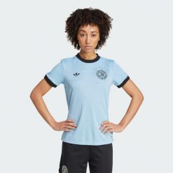 Koszulka Germany Anniversary. Czarne bluzki damskie Adidas, s, bez wzorów, z materiału, sportowe, bez kołnierzyka, bez ramiączek. Za 449.00 zł.