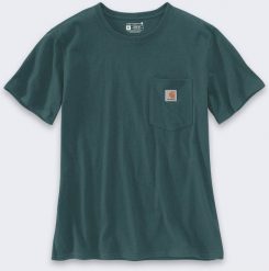 Koszulka Carhartt Iconic WK87 Pocket Greenstone. Bluzki damskie Carhartt, bez wzorów, bez kołnierzyka, bez ramiączek. Za 96.91 zł.