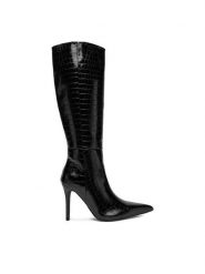 DeeZee Kozaki W4LD190602 Czarny. Czarne kozaki damskie DeeZee, bez wzorów, z materiału, bez obcasa, na szpilce, bez zapięcia. Za 259.99 zł.