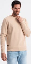 Ombre Nierozpinana bawełniana męska bluza dresowa BASIC beżowa V6 OM-SSBN-0159 XXL. Brązowe bluzy męskie Ombre, m, bez wzorów, z bawełny, bez ramiączek, bez kaptura. Za 139.99 zł.