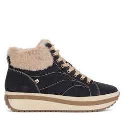 Botki Rieker Revolution Lifestyle. Czarne botki damskie Rieker Revolution Lifestyle, bez wzorów, bez obcasa, na płaskiej podeszwie, bez zapięcia. Za 399.99 zł.