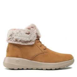 Botki Skechers. Brązowe botki damskie Skechers, bez wzorów, bez obcasa, na płaskiej podeszwie, bez zapięcia. Za 319.99 zł.