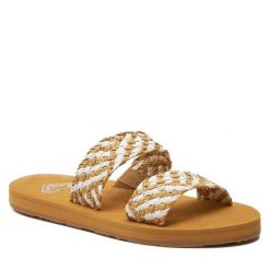 Klapki Roxy. Brązowe klapki damskie Roxy, bez wzorów, sportowe, bez obcasa, bez zapięcia. Za 119.99 zł.